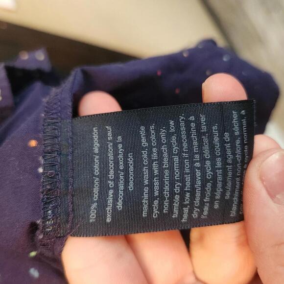 Tommy Hilfiger Women's Navy Zip-Up Shirt with Colorful Swiss Dots Size Large - Picture 4 of 9